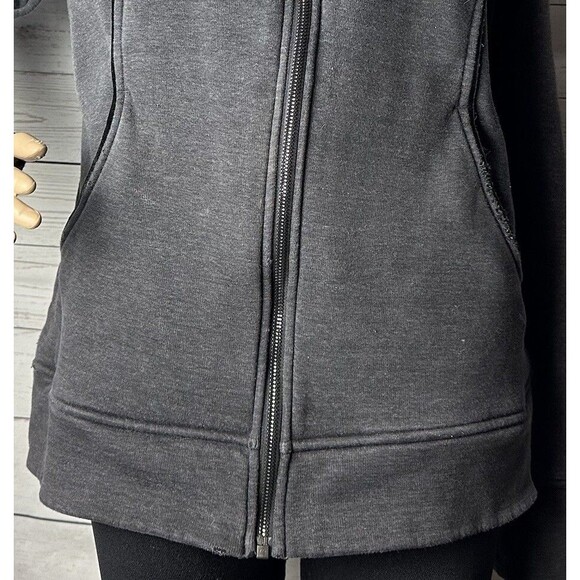Lululemon Fleece Hoodie Medium Dark Gray Full Zip Long Sleeve Thumbholes Jacket - Picture 9 of 15
